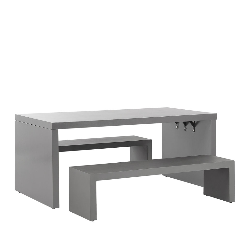 foto del prodotto set da pranzo da giardino tavolo a forma di u in cemento grigio 2 panche 4 posti resistente all 39 acqua industriale