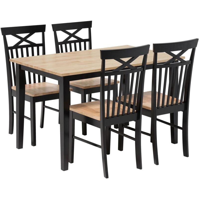 foto del prodotto set da pranzo di tavolo 120cm e 4 sedie in legno nero houston