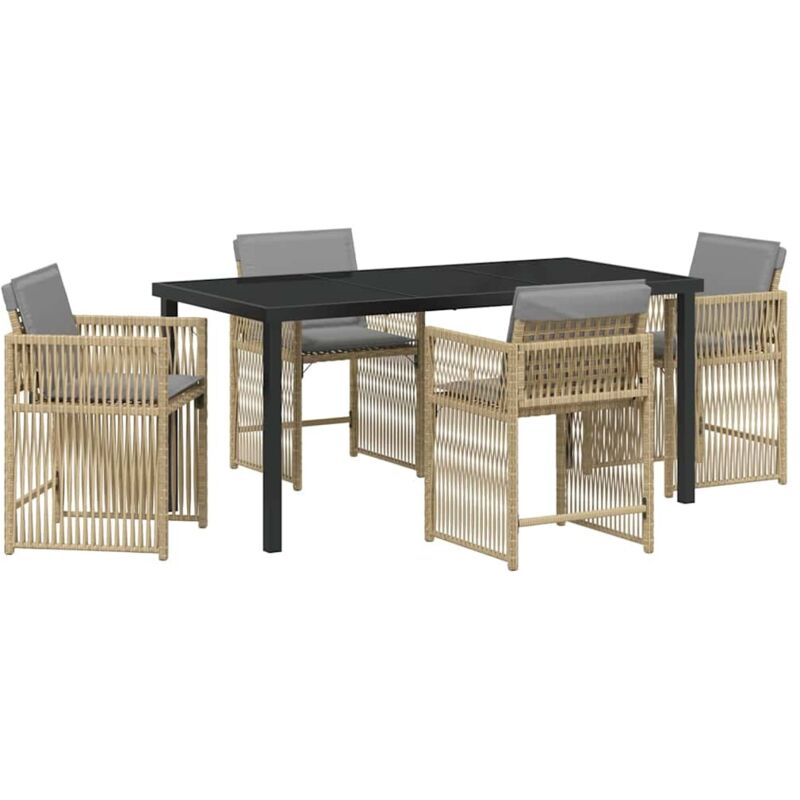 foto del prodotto set da pranzo giardino 5 pezzi con cuscini beige rattan sintetico vidaxl