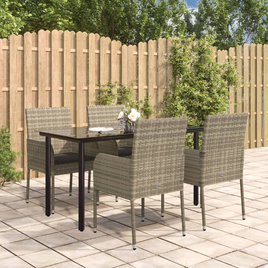 foto del prodotto set da pranzo giardino 5pz nero e grigio con cuscini polyrattancod mxl 124362