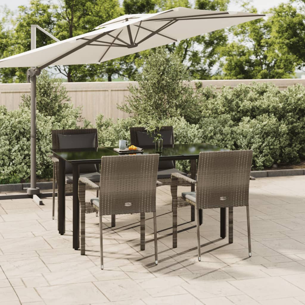 foto del prodotto set da pranzo giardino 5pz nero e grigio con cuscini polyrattancod mxl 124403