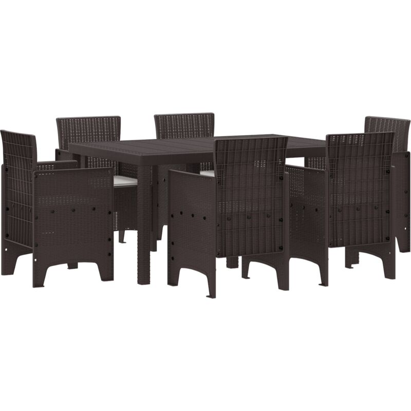 foto del prodotto set da pranzo giardino 7 pezzi con cuscini marrone polyrattan vidaxl