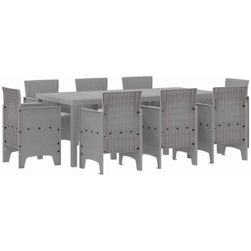 foto del prodotto set da pranzo giardino 9 pezzi con cuscini grigio chiaro in polyrattan vidaxl