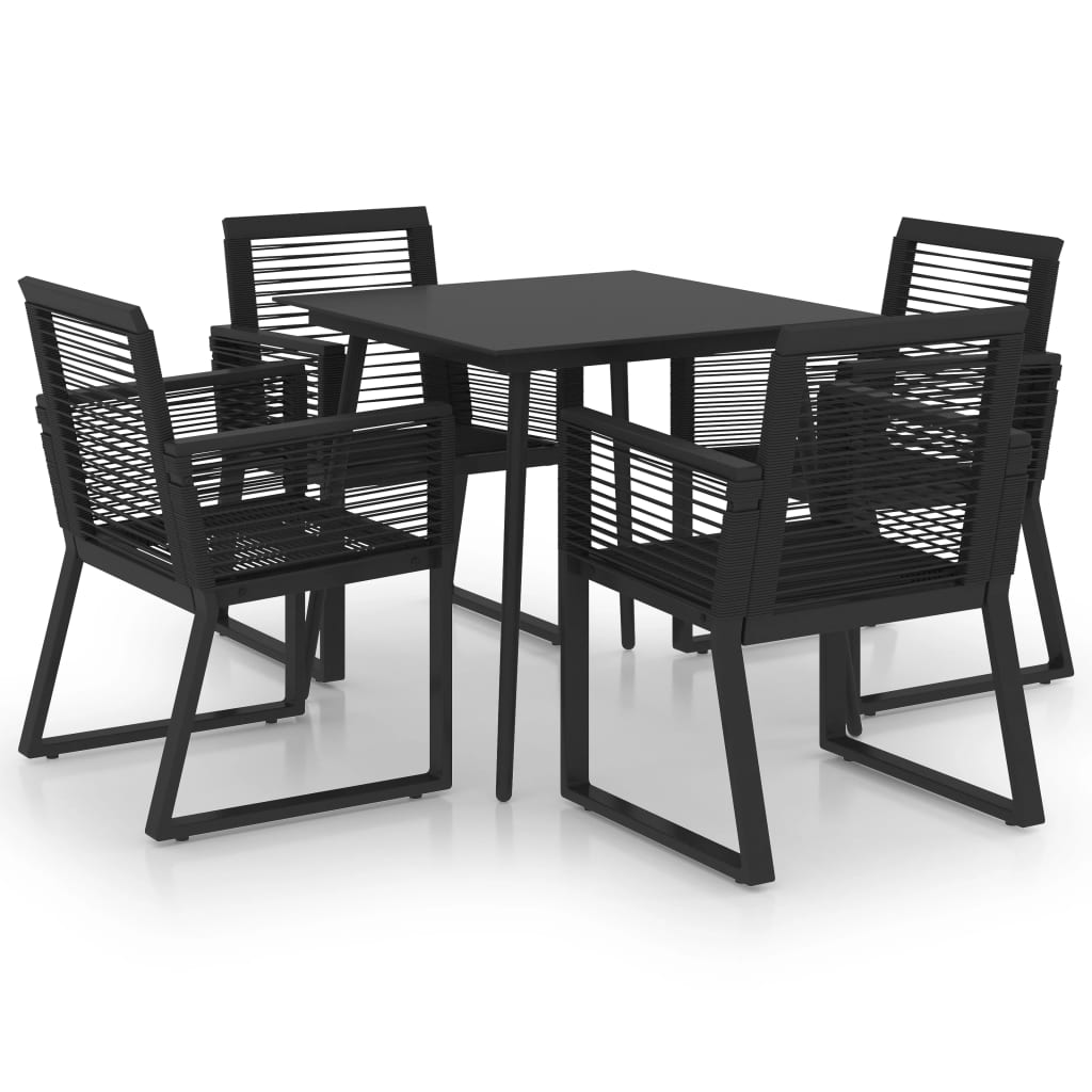 foto del prodotto set da pranzo mobili da giardino mobili da esterno 5 pezzi pvc rattan nero 02 0014228