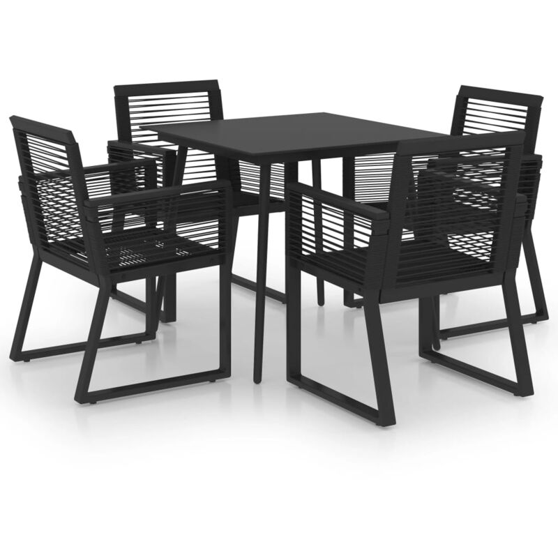 foto del prodotto set da pranzo mobili da giardino mobili da esterno 5 pezzi pvc rattan nero 020014228