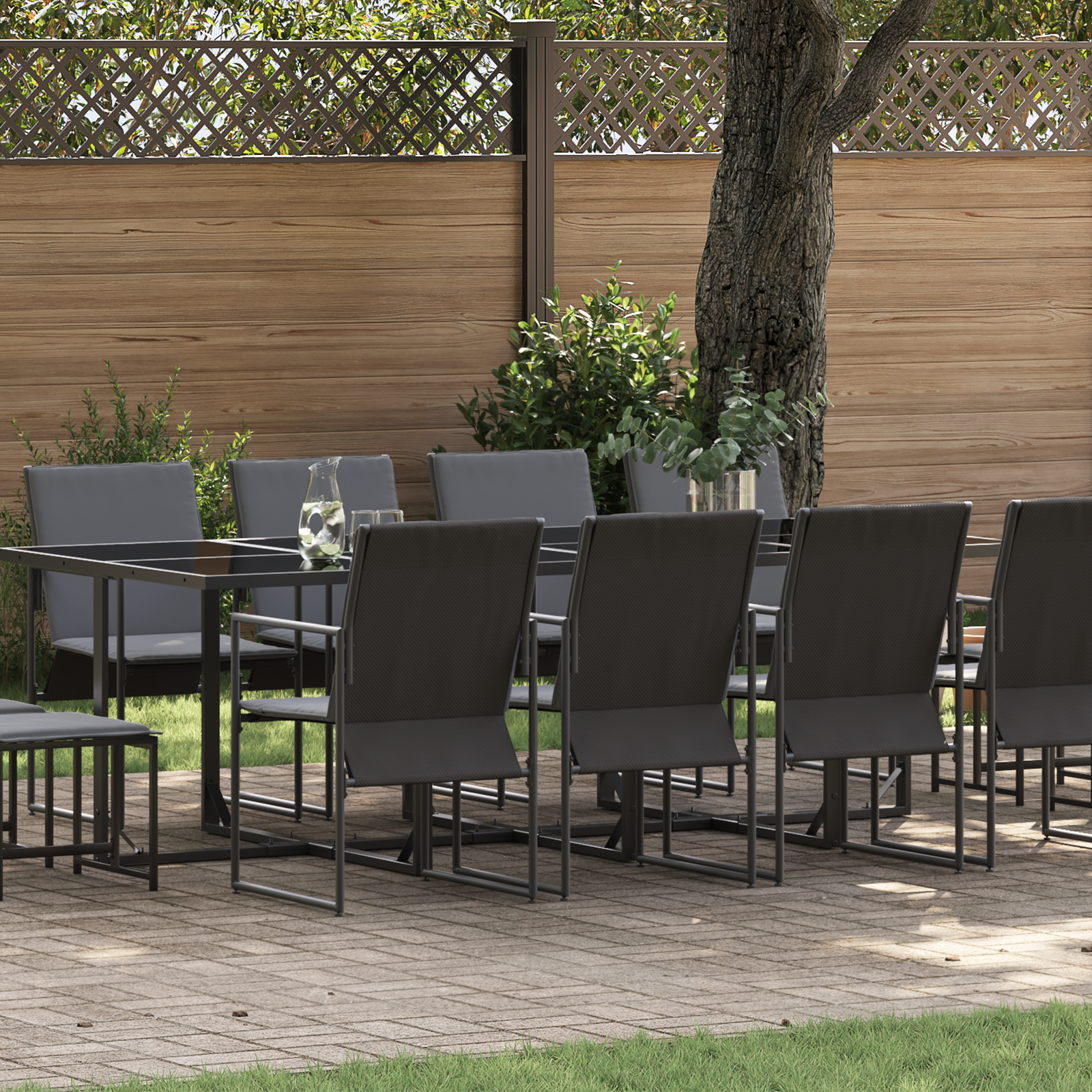 foto del prodotto set da pranzo per giardino 13 pcs nero acciaio vidaxl