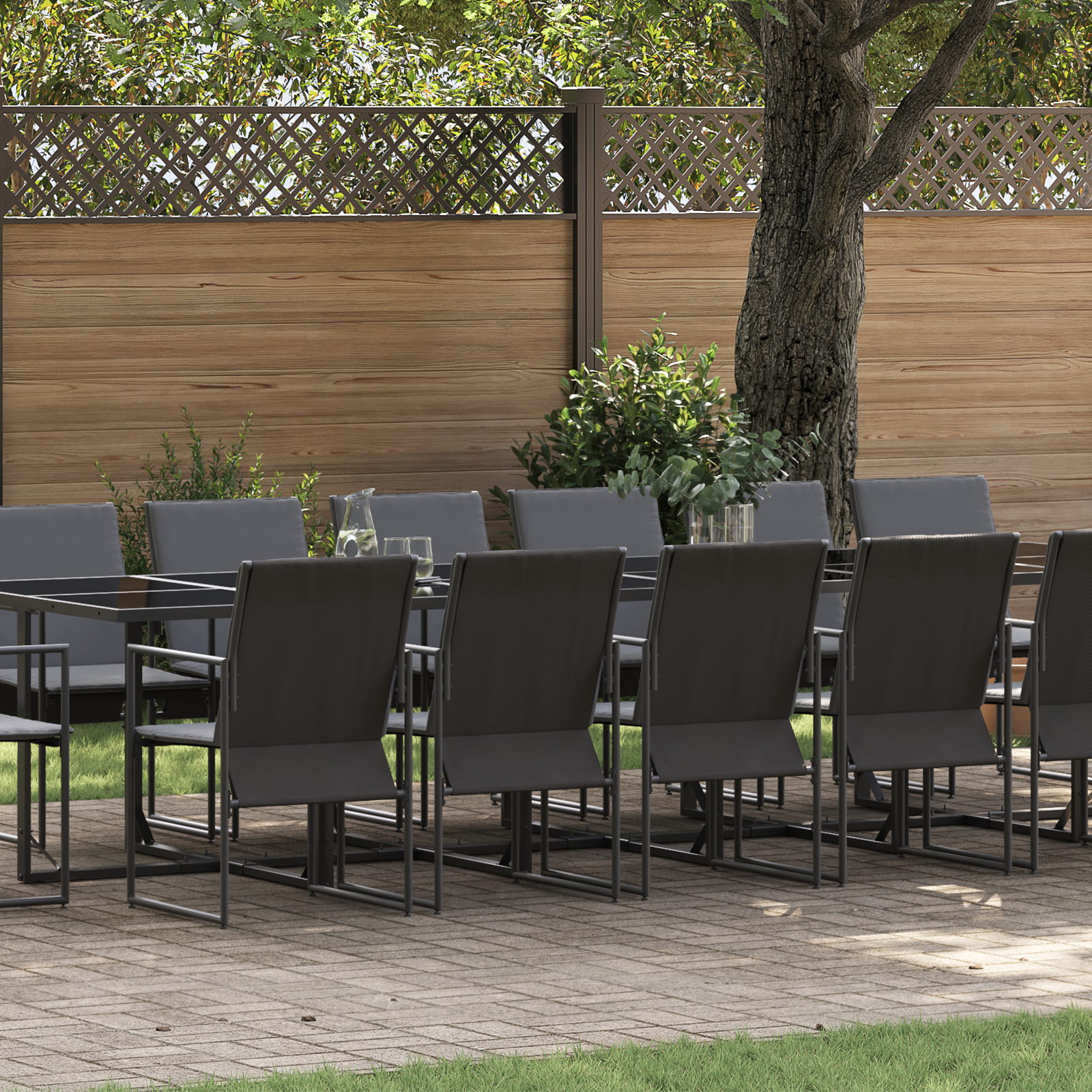 foto del prodotto set da pranzo per giardino 17 pcs nero acciaio vidaxl
