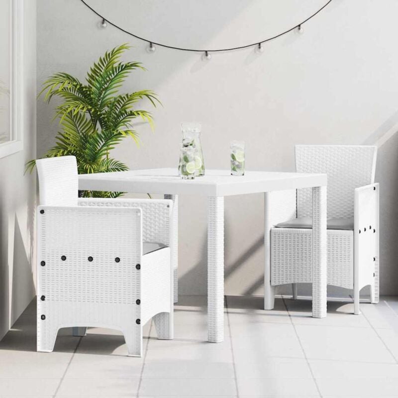 foto del prodotto set da pranzo per giardino 3 pcs bianco rattan polt vidaxl