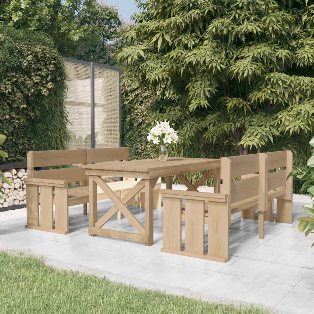 foto del prodotto set da pranzo per giardino 3 pz in legno di pino impregnato cod mxl 44218