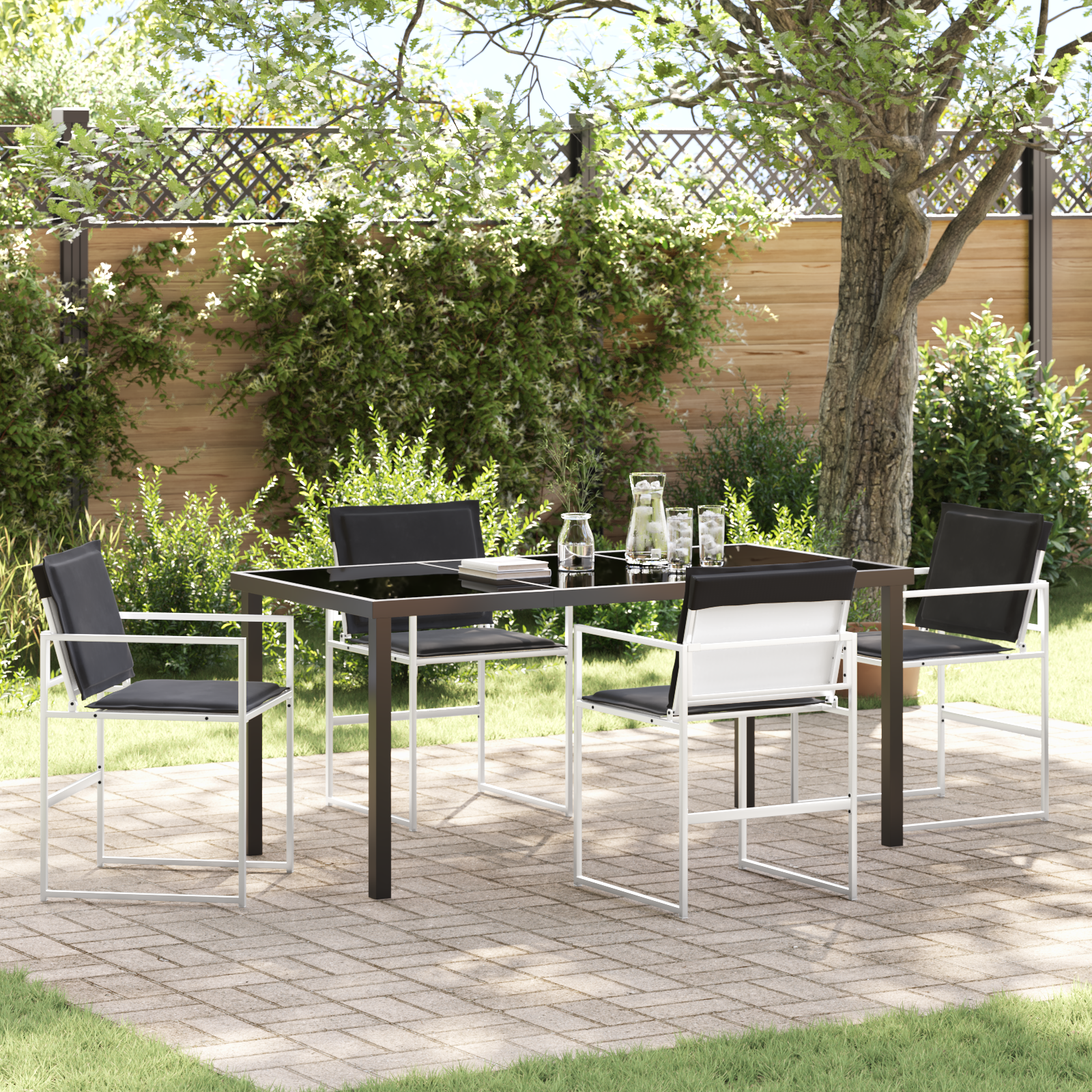 foto del prodotto set da pranzo per giardino 5 pcs bianco 160 x 80 x 73 cm vidaxl