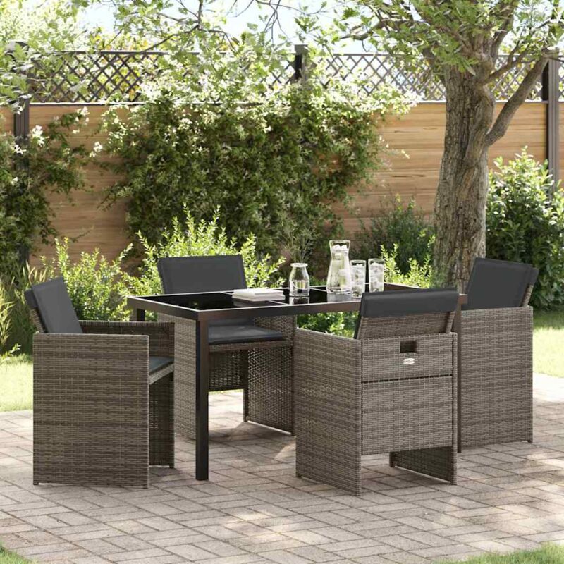 foto del prodotto set da pranzo per giardino 5 pcs grigio polyrattan vidaxl