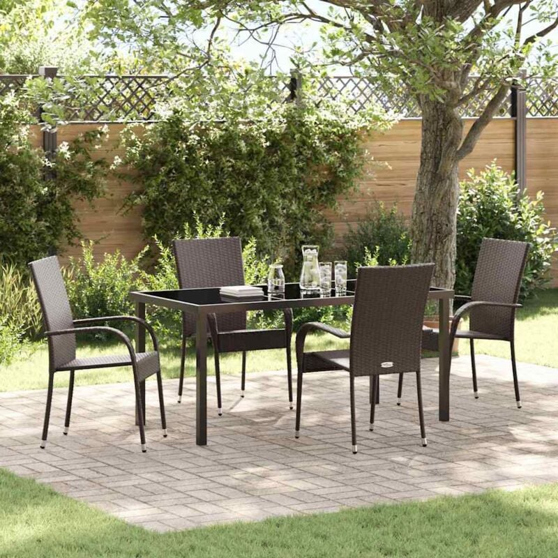 foto del prodotto set da pranzo per giardino 5 pcs marrone poly rattan vidaxl