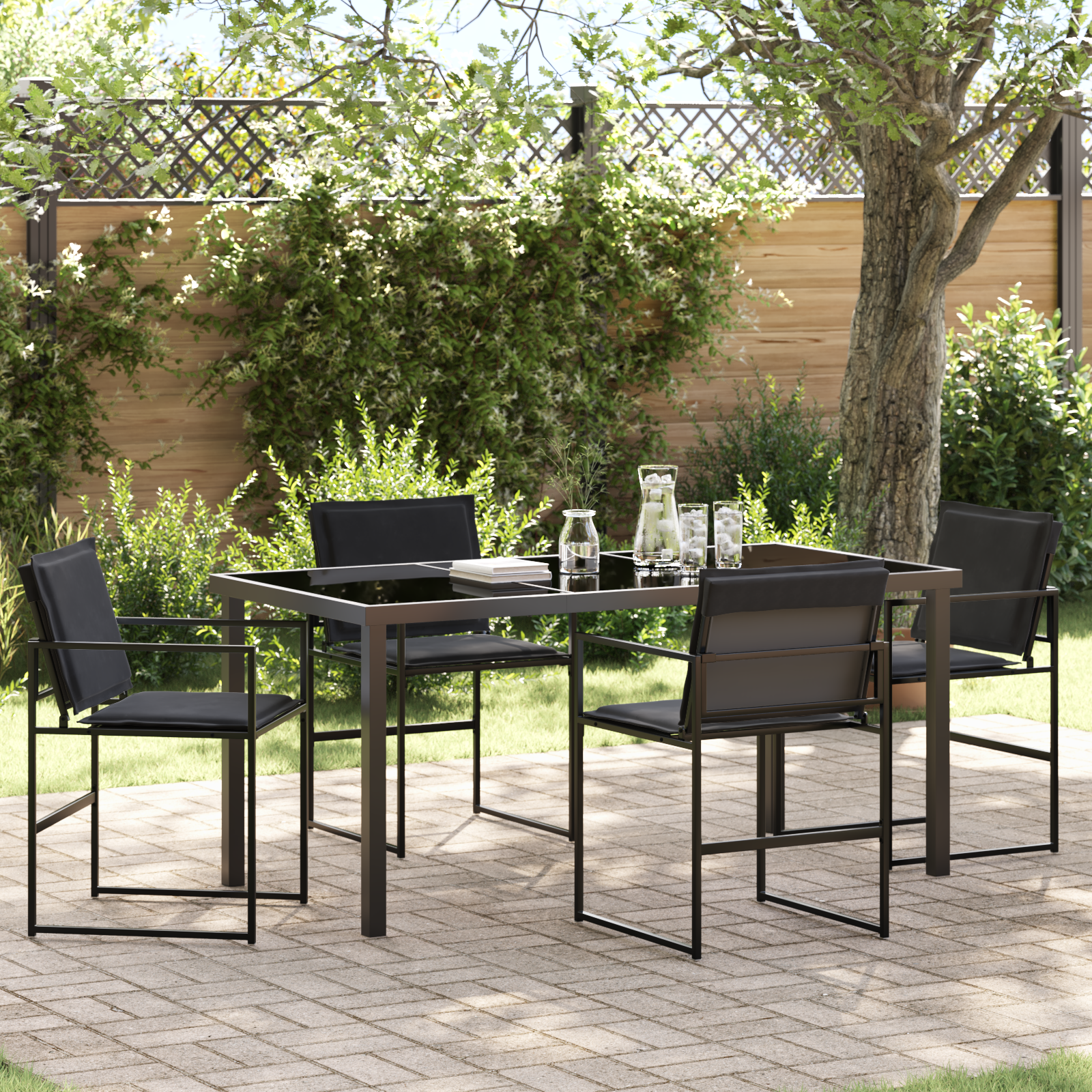 foto del prodotto set da pranzo per giardino 5 pcs nero 160 x 80 x 73 cm vidaxl