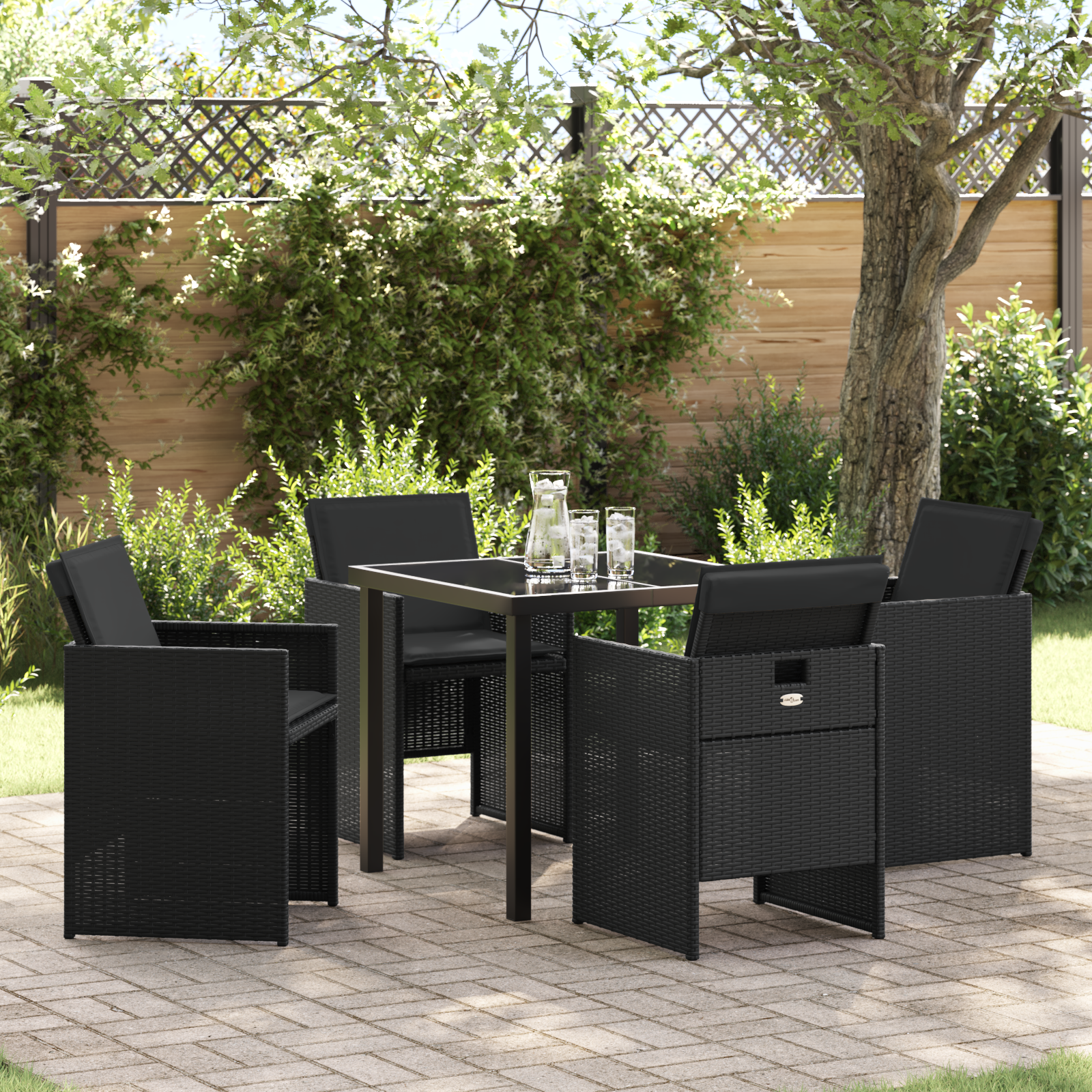 foto del prodotto set da pranzo per giardino 5 pcs nero polyrattan vidaxl