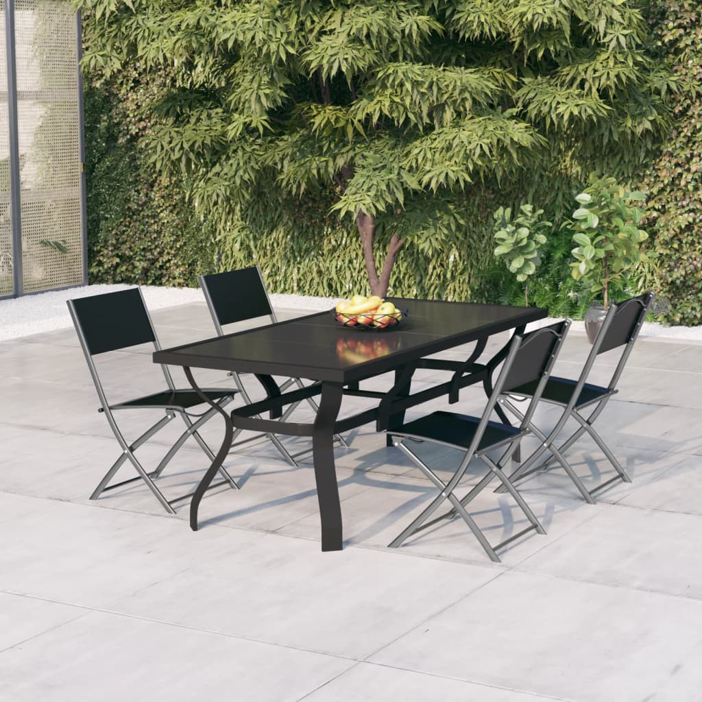 foto del prodotto set da pranzo per giardino 5 pz grigio e nero cod mxl 53693