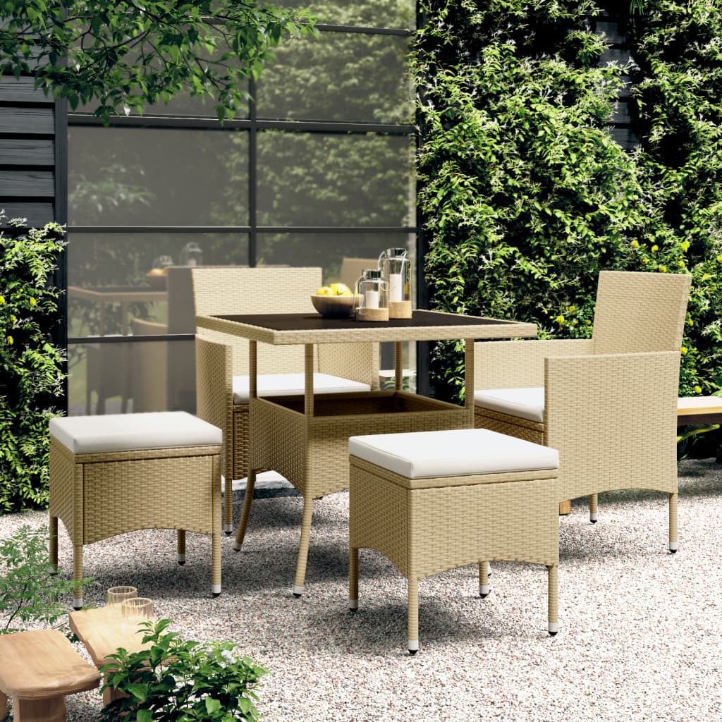 foto del prodotto set da pranzo per giardino 5 pz in polyrattan beigecod mxl 117379