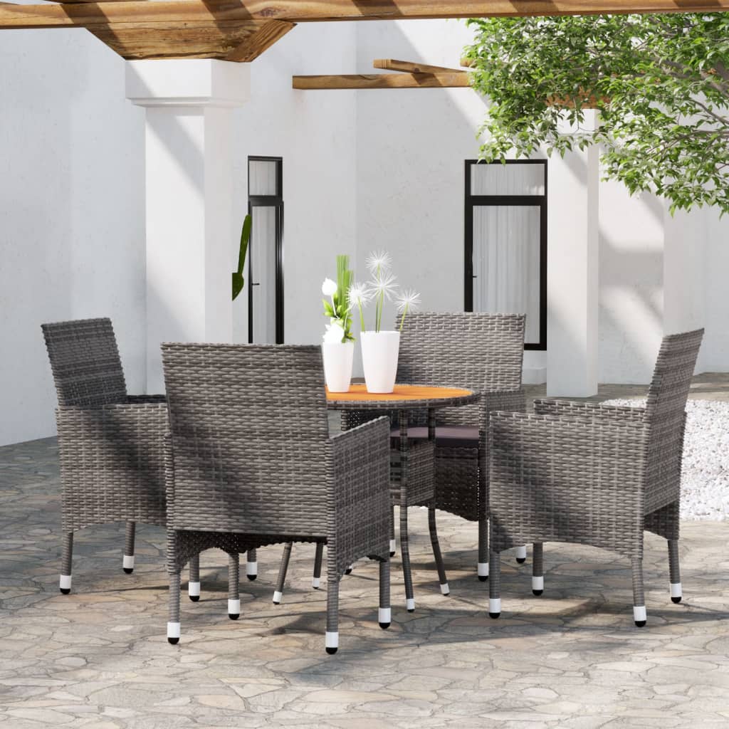 foto del prodotto set da pranzo per giardino 5 pz in polyrattan grigio cod mxl 31164