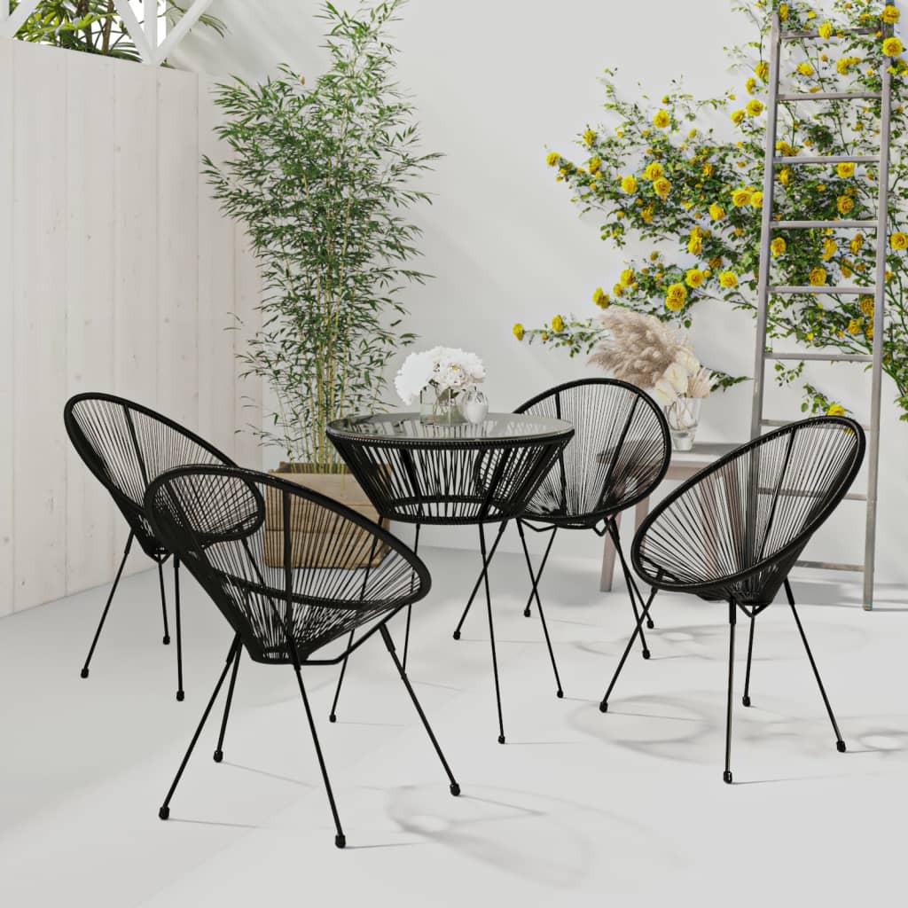 foto del prodotto set da pranzo per giardino 5 pz in rattan pvc nero cod mxl 35743