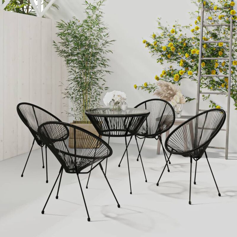 foto del prodotto set da pranzo per giardino 5 pz in rattan pvc nero vidaxl