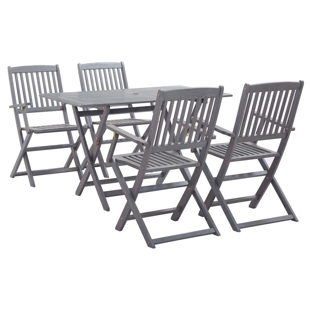 foto del prodotto set da pranzo per giardino 5 pz legno massello di acacia grigio cod mxl 40800
