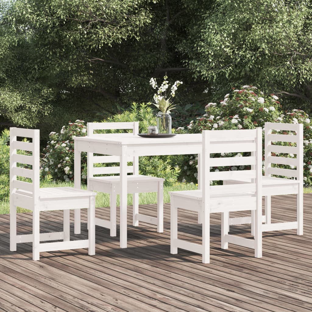 foto del prodotto set da pranzo per giardino 5pz bianco in legno massello di pinocod mxl 124206