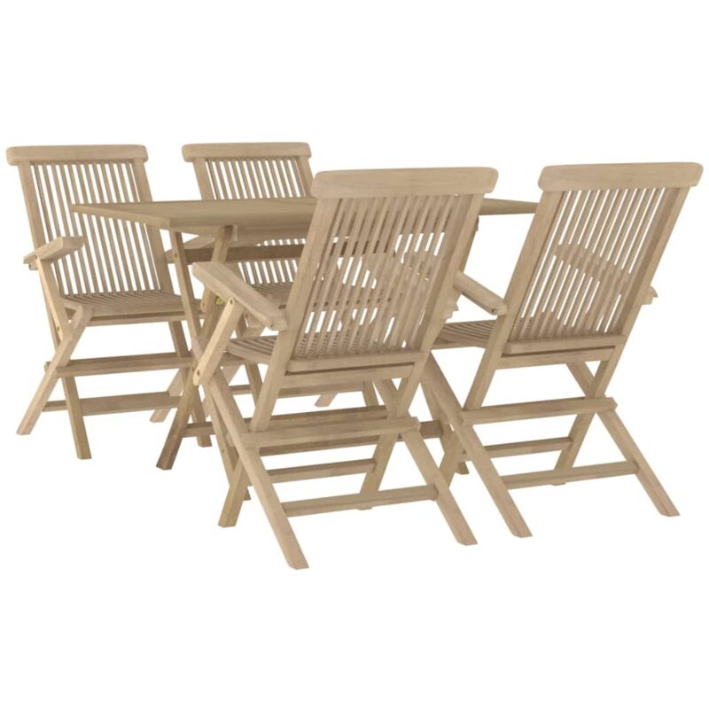 foto del prodotto set da pranzo per giardino 5pz grigio in legno massello di teak vidaxl