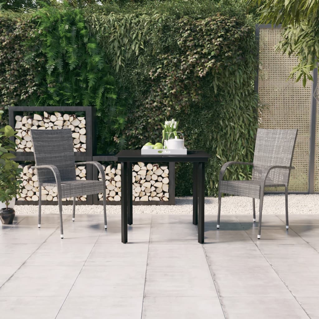 foto del prodotto set da pranzo per giardino 7 pz con cuscini grigio e nero cod mxl 39848