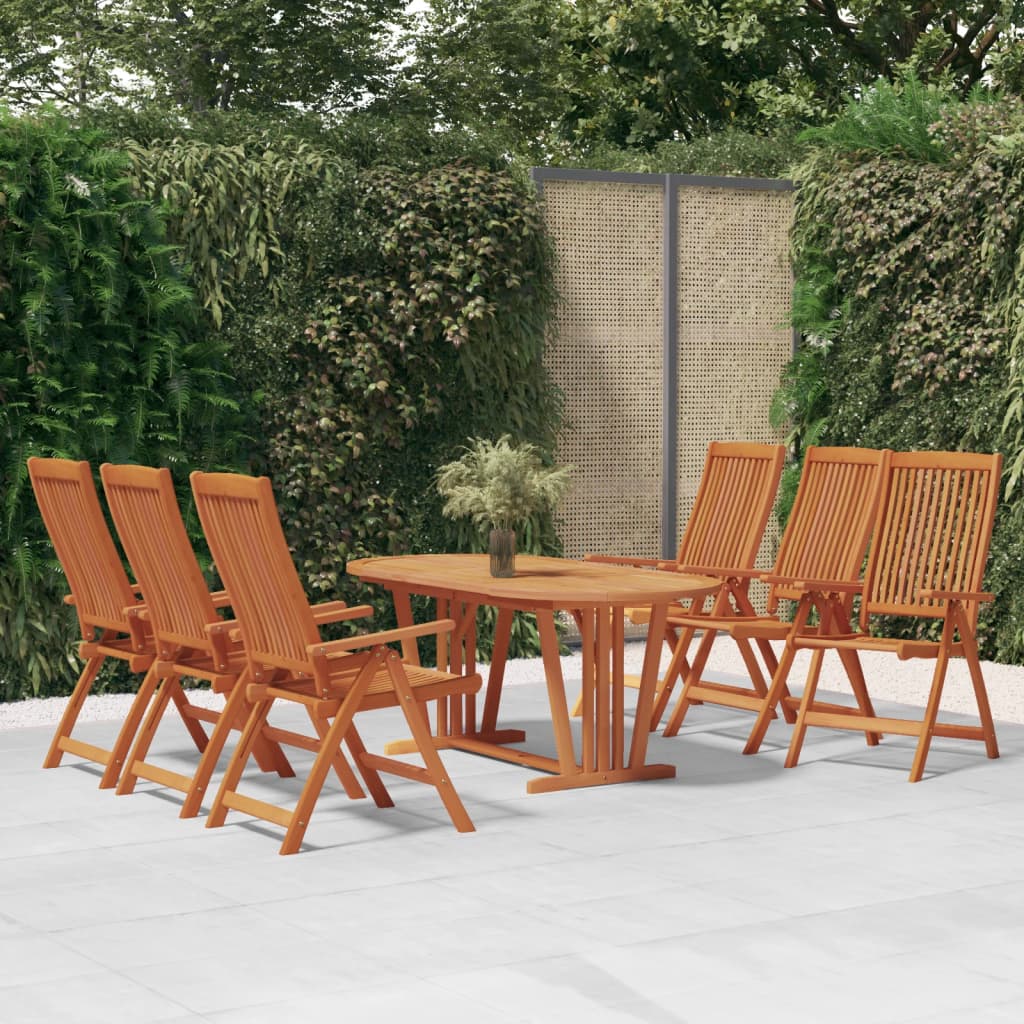 foto del prodotto set da pranzo per giardino 7 pz in legno massello di eucalipto cod mxl 39495