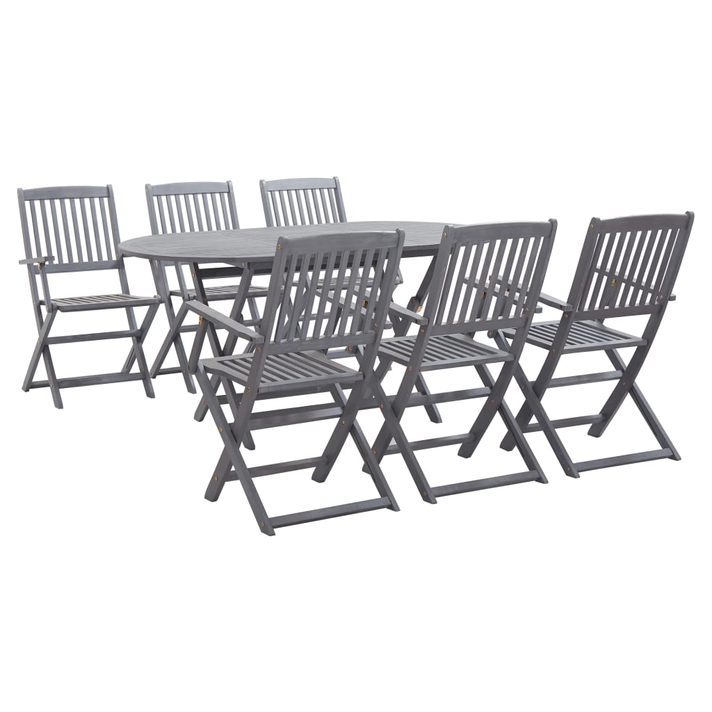 foto del prodotto set da pranzo per giardino 7 pz legno massello di acacia grigio cod mxl 46160