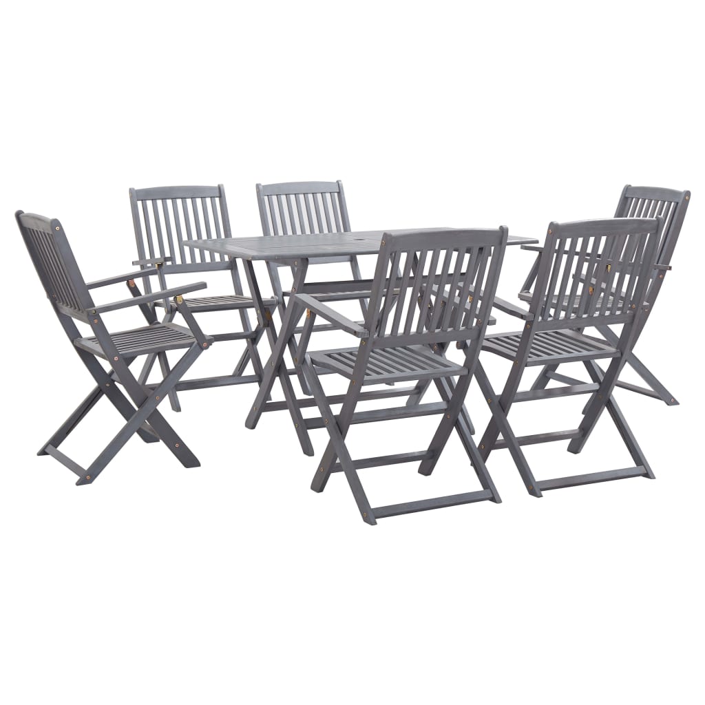 foto del prodotto set da pranzo per giardino 7 pz legno massello di acacia grigio cod mxl 46445