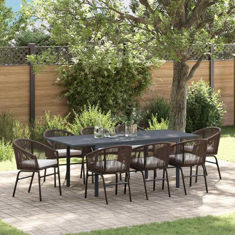 foto del prodotto set da pranzo per giardino 9 pcs marrone poly rattan vidaxl