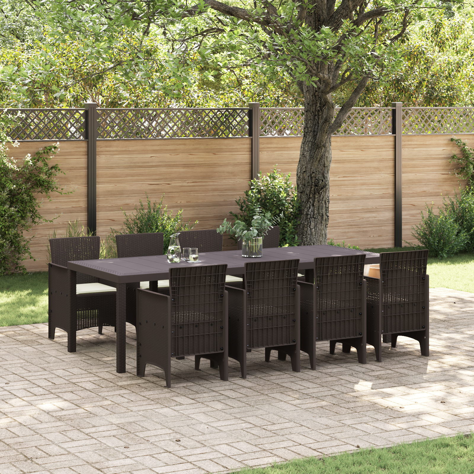 foto del prodotto set da pranzo per giardino 9 pcs marrone rattan polt vidaxl