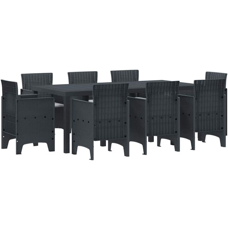 foto del prodotto set da pranzo per giardino 9 pezzi con cuscini anthracite in rattan sintetico vidaxl
