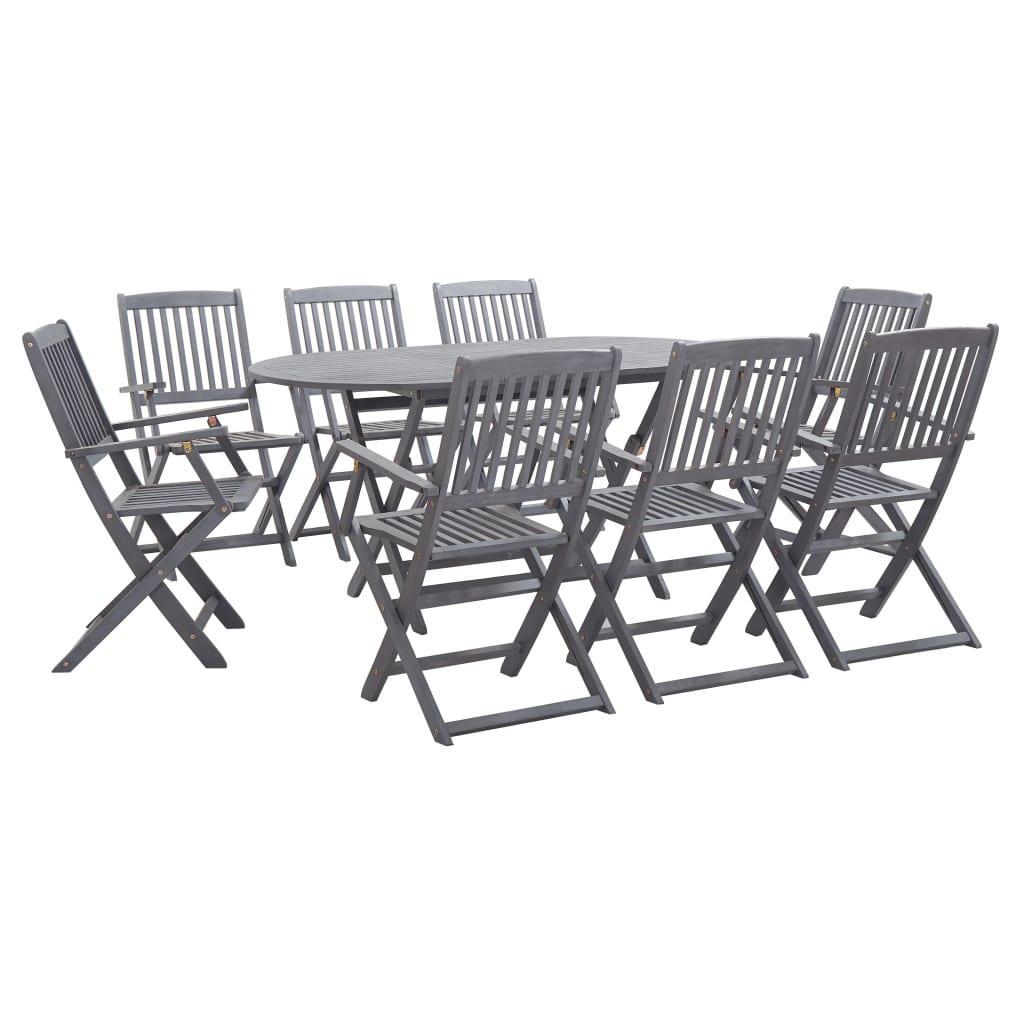 foto del prodotto set da pranzo per giardino 9 pz legno massello di acacia grigio cod mxl 40756
