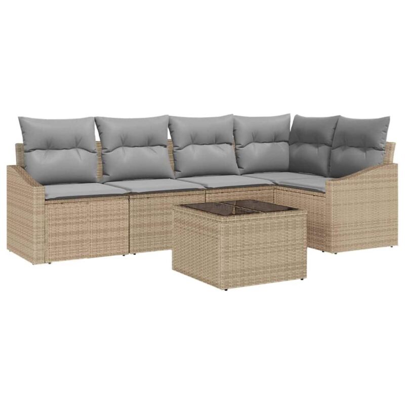 foto del prodotto set da pranzo per giardino in 6 pezzi con cuscini rattan sintetico nero vidaxl