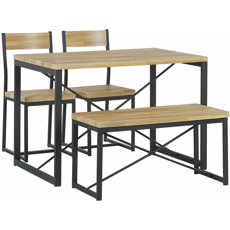 foto del prodotto set da pranzo piano legno chiaro struttura in acciaio nero 110 x 70 cm flixton