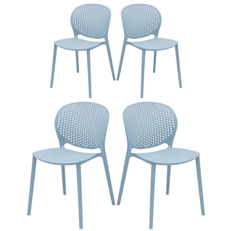 foto del prodotto set da quattro sedie esterne azzurre modello lolly