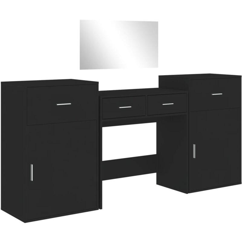 foto del prodotto set da toeletta 4 pz nero in legno multistrato vidaxl