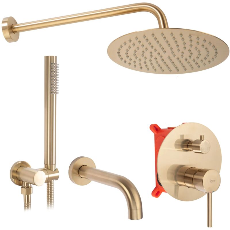 foto del prodotto set da vasca doccia da incasso rea lungo gold mat box