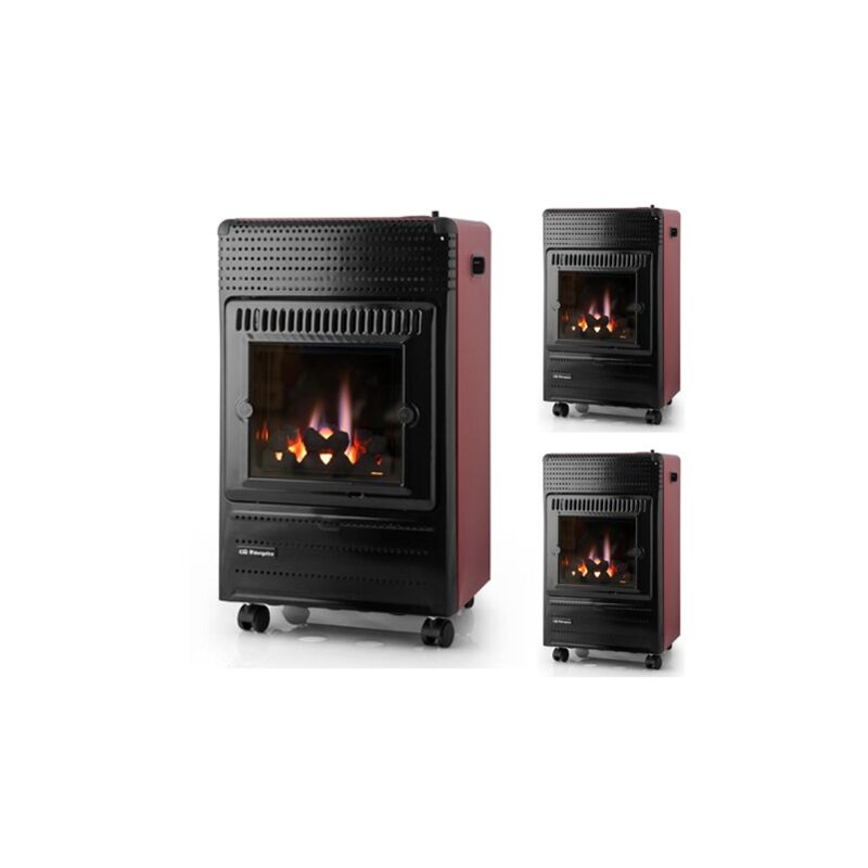 foto del prodotto set de 3 stufas a fiamma blu. frontale in vetro temperato. potenza massima di 3.800 w. adatta per gas butano e propano. consumo