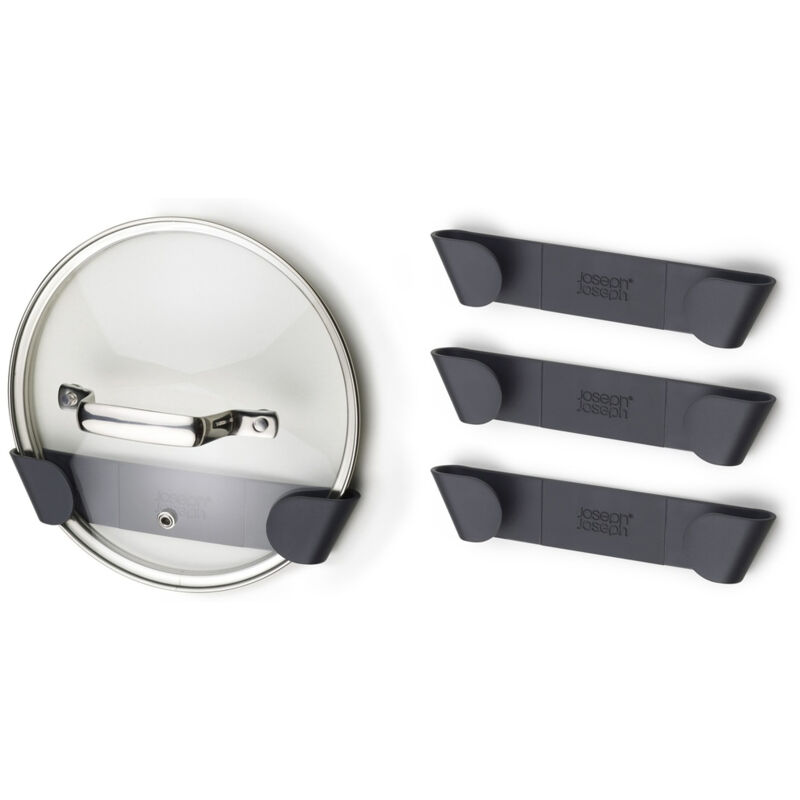 foto del prodotto set de 4 chiusure interne per coperchi de casseruola joseph joseph cupboardstore , facile installazione con nastro adesivo 3m , grigio, organizer per