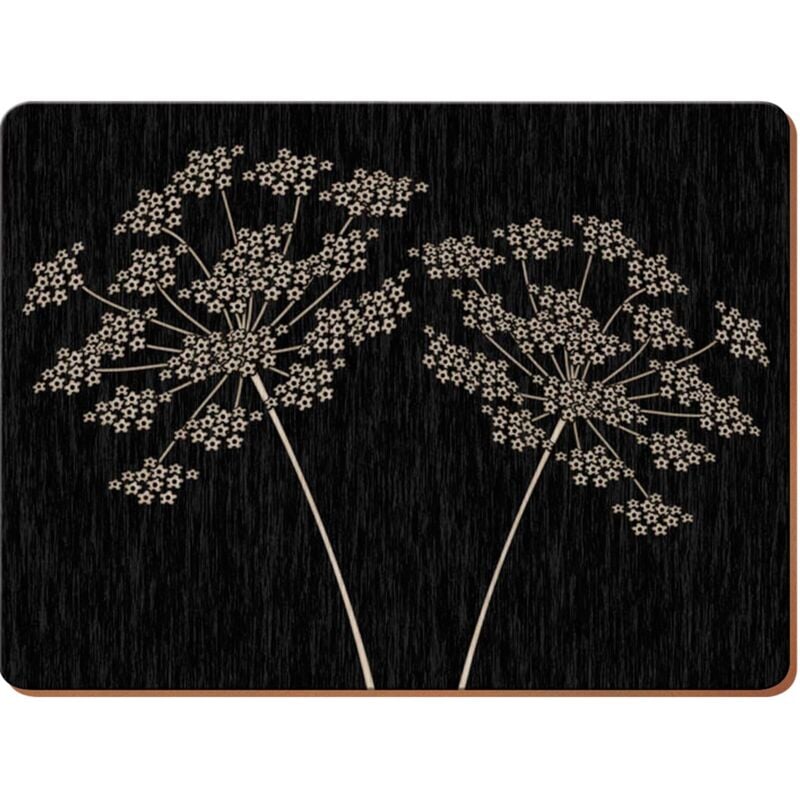 foto del prodotto set de 4 tovagliette, fondo in sughero, design de vini, legno, nero, tovagliette grandi - creative tops