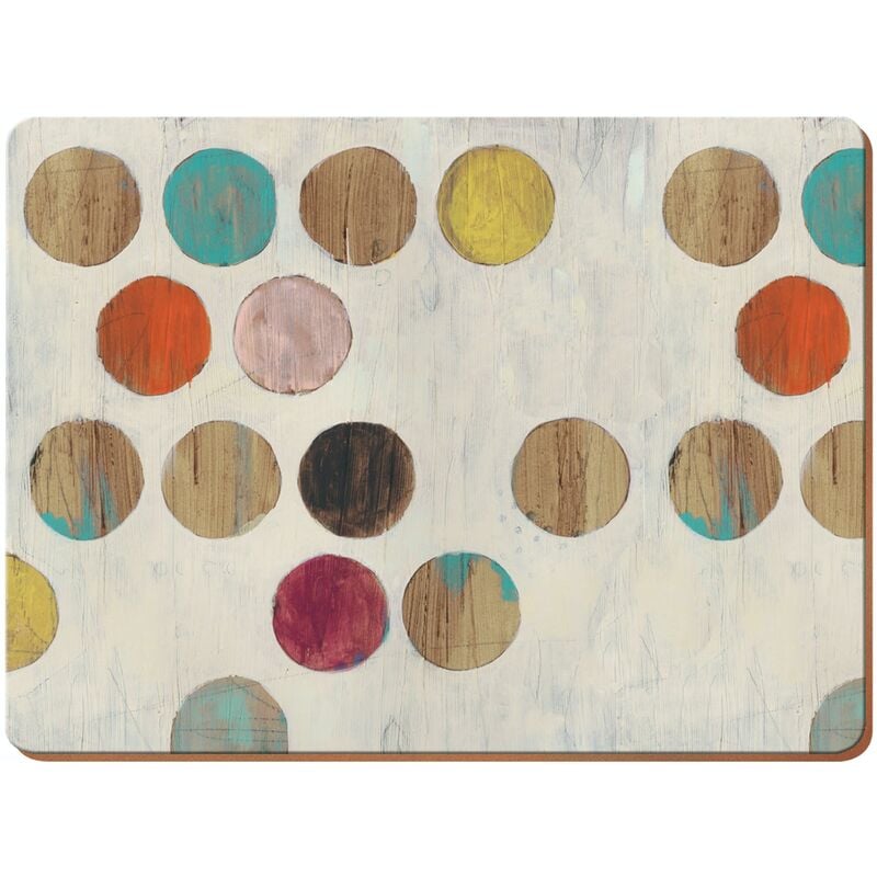 foto del prodotto set de 4 tovagliette retro de sughero, design retr de pois, grandi dimensioni, legno, multicolore, 0,5 x 29 x 40 cm, 4 creative tops