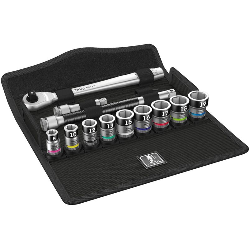 foto del prodotto set de bussole con funzione di ritegno zyklop 3 8 wera 8100 sb hf 1 13 pezzi 