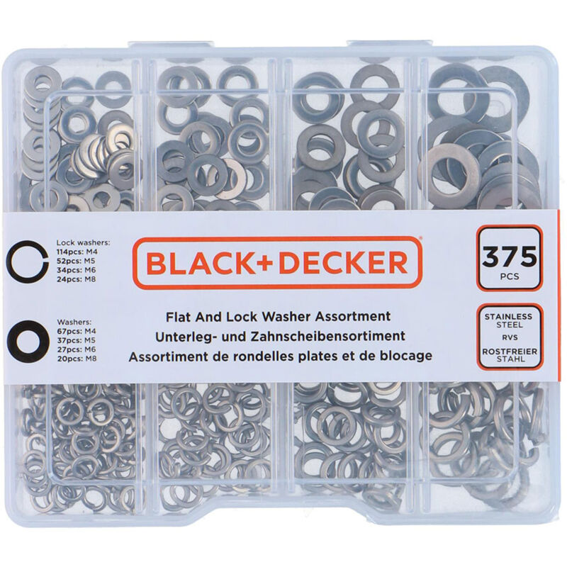 foto del prodotto set de rondelle de acciaio inox, 375 pezzi, nero e nero