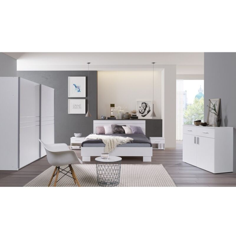 foto del prodotto set design per camera da letto como. letto 160x200 cm con rete comodini.