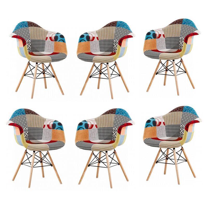 foto del prodotto set di 1 2 4 6 moda patchwork eiffel poltrona set di 6 sedie da pranzo multicolore