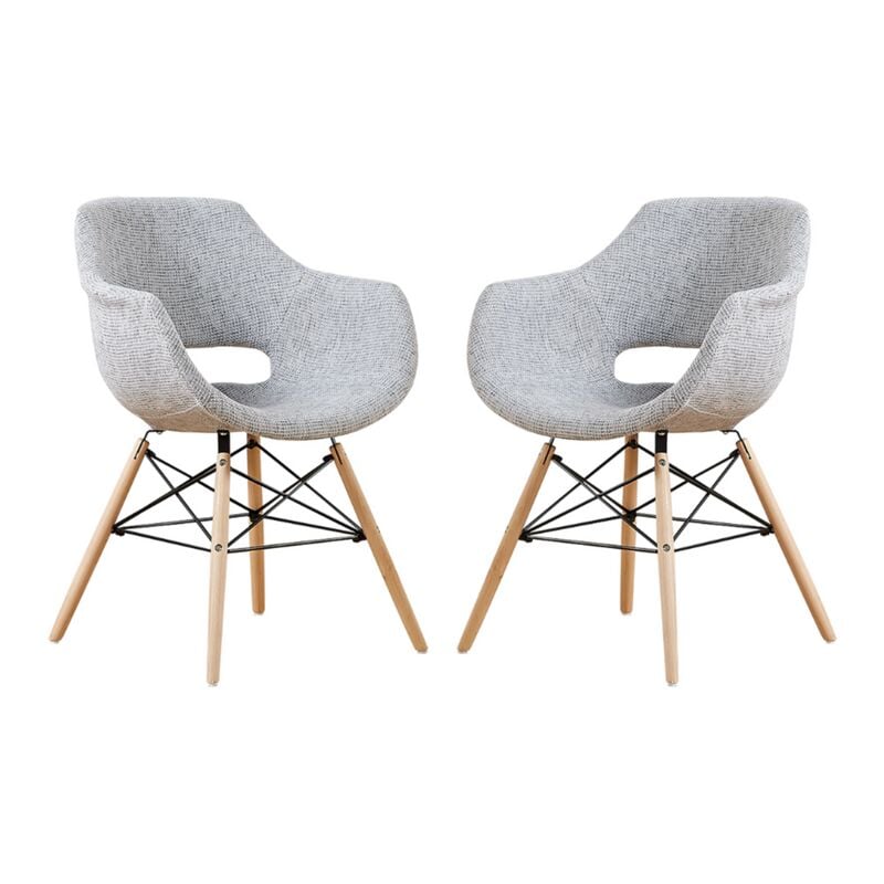 foto del prodotto set di 1 2 4 poltrona da pranzo in tessuto olivia eiffel set di 2 grigio chiaro