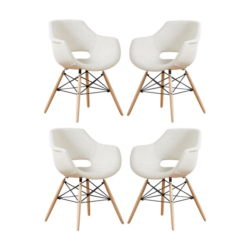 foto del prodotto set di 1 2 4 poltrona da pranzo in tessuto olivia eiffel set di 4 - crema - cream