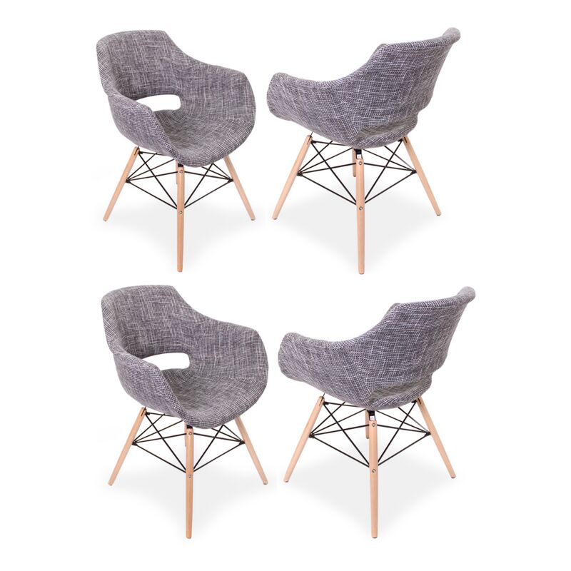 foto del prodotto set di 1/2/4 poltrona da pranzo in tessuto olivia eiffel set di 4 - grigio - grey